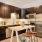 a kitchen with black cabinets